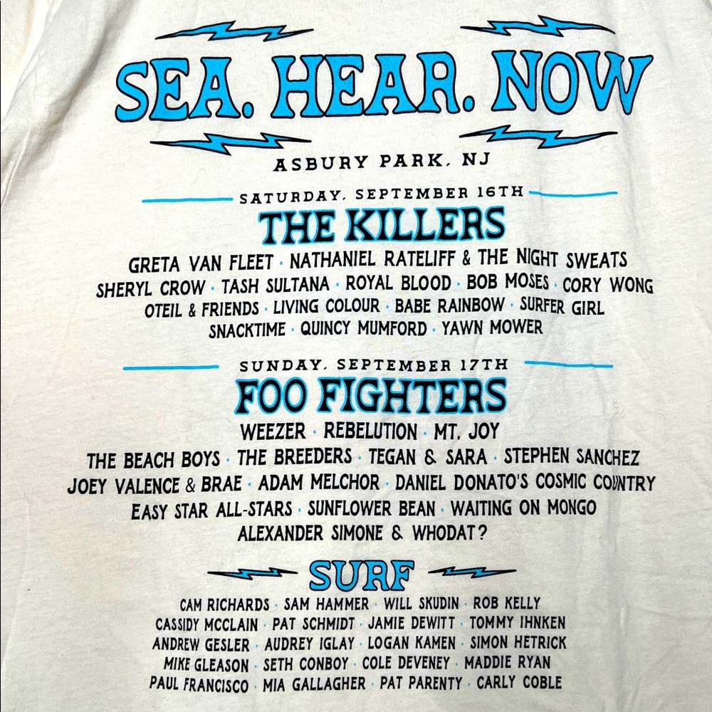 Sea Hear Now tour shirt
